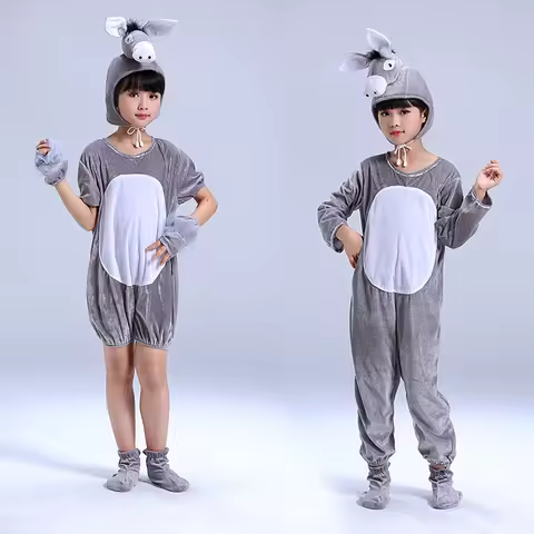 Halloween Boy Girl Children Cartoon Animal Brown Donkey Costumes Cosplay Fancy Dressed clothes