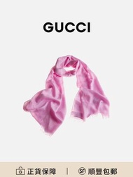 Gucci 女士真絲圍巾粉色純色織花款[平行進口]