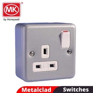 MK Metal Clad Switch Socket & Switches (1GANG 2 GANG 3 Gang 13A & 15A Switch Socket) 13A Switch sock