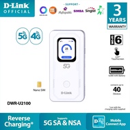 D-Link DWR-U2100 5G Wi-Fi 6 Mobile Hotspot with Touchscreen | PowerBank 6000mAh | Share upto 40 | Na