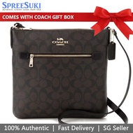 Coach Handbag In Gift Box Crossbody Bag Rowan File Bag In Signature Canvas Brown Black # C1554