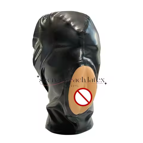 Cosplay Latex Hood With Eye micropores Rubber Fetish Flirt Latex Hood Mask Back Zipper