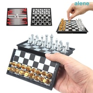 ALENE Mini Chess Set, Gold Silver Table Games Magnetic Chess, Pocket Size Folded Design Magnetic Pie