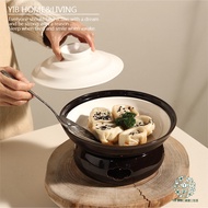 LORA Home JS3 T2 Ceramic Dry Pot Insulation Heating Dish Plate Fish Plate Round Stove Pickled Vegeta