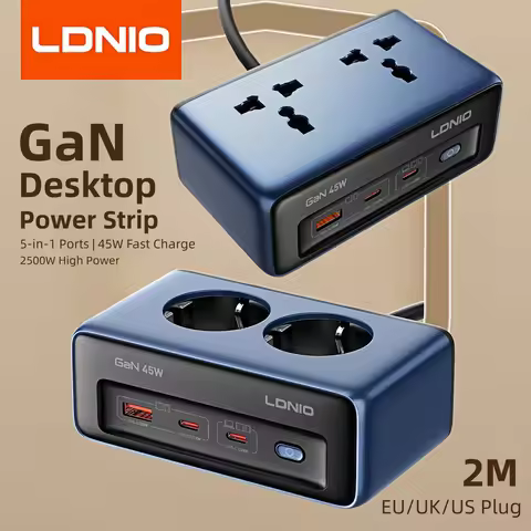 LDNIO Fast Charger Cube Power Strip 2M Electric Extension Power Cord 45W Type C Charging Station Us 