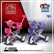 Sepeda Roda Tiga Anak DC Super Friends Official Licensed IC Music n Light Nikel Ban Karet BMX Baby Tricycle Family F988L