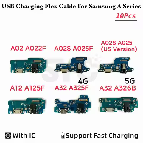 10Pcs Good quality USB Charging Port Board Flex Cable Connector Parts For Samsung A02 A02S A12 A22 A