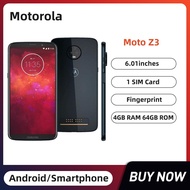 Motorola Moto Z3 LTE 6.01 นิ้วสมาร์ทโฟนการ์ดใบเดียว 4GB RAM 64GB ROM 12MP กล้องคู่ลายนิ้วมือ Android ปลดล็อคโทรศัพท์มือถือ