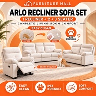 SKL Furniture ELLA Recliner Sofa Set 1+2+3 Velvet Fabric Sofa Lounge Chair Relax Sofa