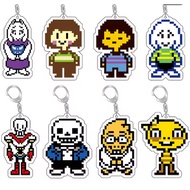 Undertale game pixel keychain – Sans, Flowey, Papyrus, Asriel characters; cosplay accessories, bag h