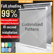 Custom Blackout Curtain Roller Blinds Blackout Blinds Ccurtain Non punching installation window blin