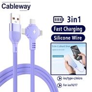 100W Liquid Soft Silicone Gel Fast Charging Data Cable 0.15m/0.3m/1.5m/2m/3m Short Charging Cable Su