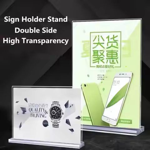 5Pcs 100*150mm A6 T Shape Acrylic Sign Holder Display Stand Restaurant Table Menu Paper Holder Frame
