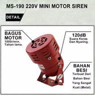 Mini Sirene Siren Alarm MS190 MS-190 220V Sirene Motor Sirine Alarm