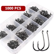 (Ready Stok)500 Buah/Kail Pancing Ikan Tajam Dari No.3 S/d No.12 Kail Pancing 1 Set Box 100cps Kail