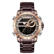 Naviforce นาฬิกาข้อมือผู้ชาย สปอร์ตแฟชั่น NF9163 หน้าปัดกลม สายสแตนเลส กันน้ำ ระบบดิจิตอล+อนาล็อก