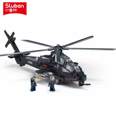 Sluban 419PCS Military Gunship Helicopter Low Altitude Hegemon Model Building Blocks Educational Toy