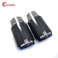 1Pcs Single Car Exhaust tip Blue Pipe Glossy Plain Carbon Muffler Pipe For BMW Benz Audi Porsche CX-