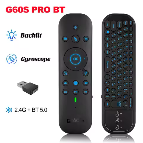 G60S Pro BT 2.4G Wireless Air Mouse Voice Remote Control BT5.0 Gyroscope IR Learning Backlit Mini Ke