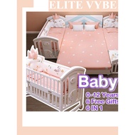 Elite Vybe 7-in-1 Wooden Baby Cot | New Zealand Pine Wood | Non-Toxic | Free Mosquito Net | 0-6 Year