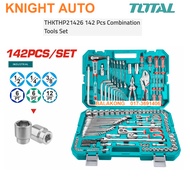 TOTAL THKTHP21426 142 Pcs Combination Tools Set Industrial 1/2" 1/4" 3/8" Drive Hex Socket Ratchet W