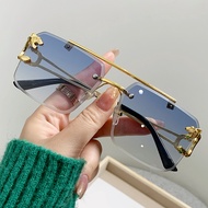 Retro Rimless Aviator Shades - Candy Color Tiger Frame Unisex