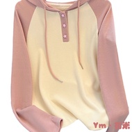 Ym 2025 Casual Hooded Sweater - Raglan Sleeve Long-Sleeve T-Shirt for Women