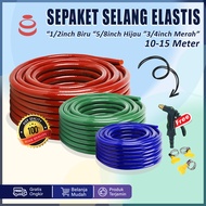 Paket Semprotan Selang Elastis DOP 1 Rol 15 Meter 1/2 5/8 3/4 Inch Jet Spray Cuci Motor Mobil