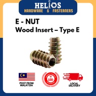 (1 PC) E-NUT (M6.0 / M8.0) Wood Insert Interface Screws Hexagon Head Nuts | Furniture Bolt Fastener 