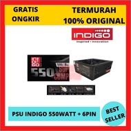 S.C POWER SUPPLY INDIGO 550WATT PLUS KABEL 6 PIN UNTUK POWER VGA CARD