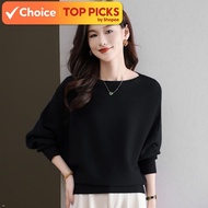 MOCHA Women's Bat Sleeve Sweater Loose Knit Solid Color Pullover | Baju Sejuk Longgar Wanita | 女装蝙蝠袖