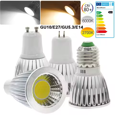 GU10/E27/E14/GU5.3 COB LED Lights Bulb 9/12/15W Super Bright Spotlight Lamp Warm White/White Indoor 