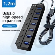 Laptop USB3.0 Hub 7-Port Independent Switch Splitter HUB High-Speed Expander