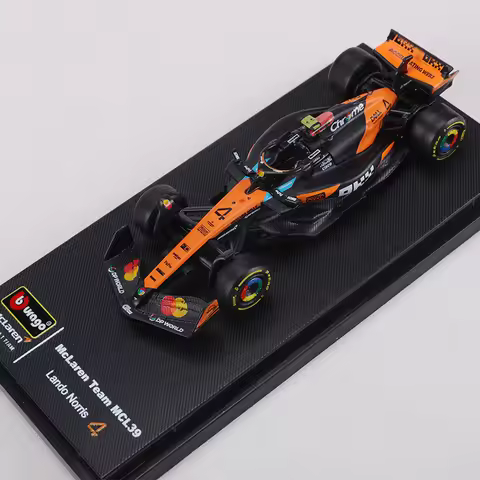 Burago 1:64 McLaren MCL39 Britain GP 2025 F1 Team Hardcover Edition NO.4/NO.81 Alloy Model Car