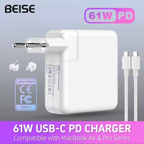 61W USB-C PD Fast Charger Power Adapter Type-C Cable for MacBook Pro 13" 2016-2020, MacBook Air 13" 