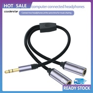 COOD Headphone Splitter 2 in 1 High Fidelity Lossless Nylon-Braided Dual 35mm Male Microphone Audio to 35mm Female Adapter Cable Computer Accessories