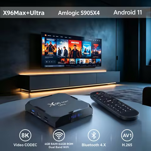 X96 Max+ Ultra Smart TV Box Amlogic S905X4 Quad Core Android 11 4GB RAM 64GB ROM 8K AV1 VP9 HDR Vide