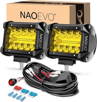 NAOEVO 4 นิ้ว 2 ชิ้น LED Pod ไฟจุดน้ําท่วม Combo LED หมอกขับรถ 4x4 Off Road ไฟทํางานไฟสําหรับรถบรรทุ