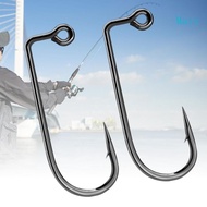 Mary 50Pcs pack Aberdeen Jig Hook  Carbon Steel Long Shank Carbon Steel Fishing Barbarian Jig Hook S