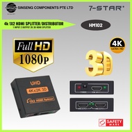 7-STAR* 4k 1X2 HDMI SPLITTER/DISTRIBUTOR 1 input 2 output with Safety Mark Adapter