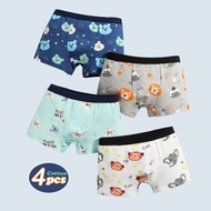 Ljmofa 4 chiếc quần lót bé trai quần lót họa tiết hoạt hình khủng long boxer cotton cho bé trai 2-15