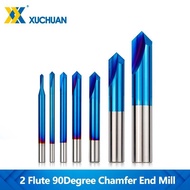 เครื่องตัด Chamfer Milling คาร์ไบด์มุม Countersink Chamfering End Mill ขอบ V Grove Router 60 90 120 Degree 2 Flutes Haven Mall