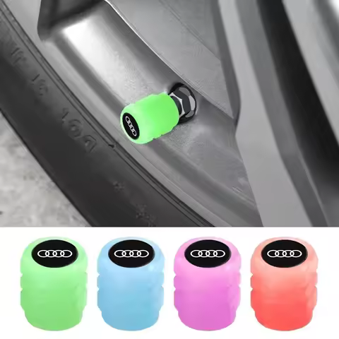 4Pcs Fluorescent Green Car Wheel Tire Valves Caps Luminous Valve Dust Covers For Audi S Line S3 S4 A