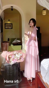 Set áo vải voan cổ yếm có lót nhún thun eo kèm chân váy dáng xòe nhẹ nhàng vintage DX