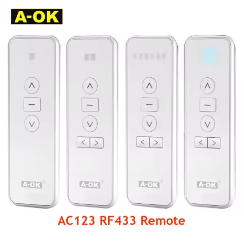 A-OK AC123 1/2/6/16-CH Remote Controller RF433Transmitter for A OK Electric Curtian Motor,Wireless C
