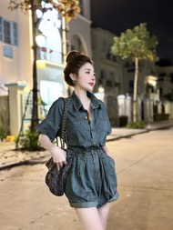 Jum jean qc cổ sơ mi ngắn ngắn phối hàng cúc nhẹ nhàng đơn giản sang chảnh