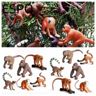 ESPO 6PCS Lifelike Monkey Model Early Learning Zoo Scenes Gift Simulation Gibbon Cubs