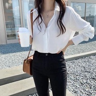 Women's Shirt Classic Chiffon Blouse Female Plus Size Loose Long Sleeve Shirts Women Simple Style To