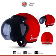 Helm Bogo Dewasa Retro Classic SNI Cat Garis Kaca Bobo Bkn JPN INK JPX KYT Helem Pria Wanita Merah