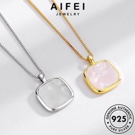 AIFEI JEWELRY Chain Perak Rantai Sterling Silver 純銀項鏈 For Gold Leher Square Women Fashion 925 Perempuan Accessories Pendant Korean Original Necklace N48